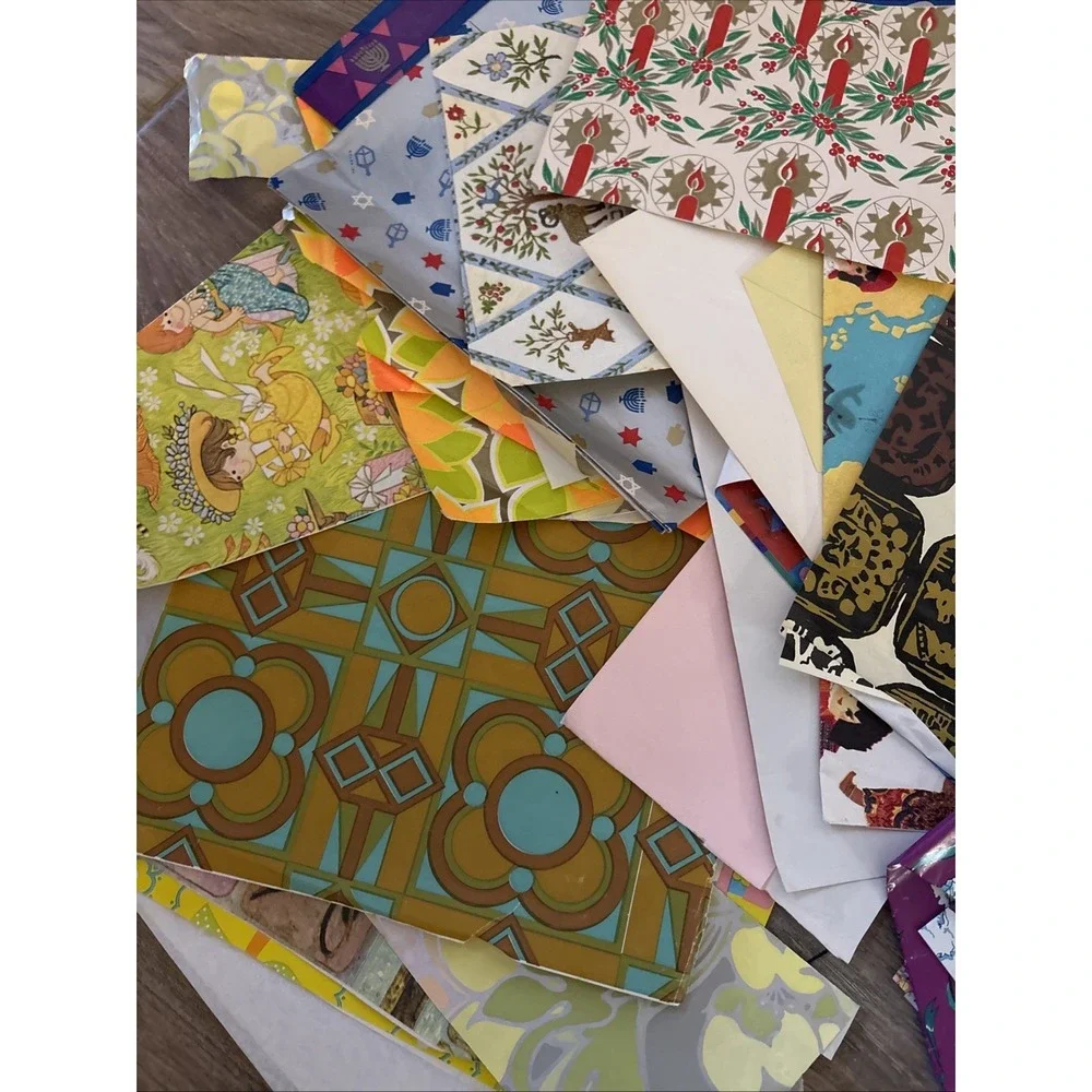 60s 70s 80s Vintage Retro WRAPPING PAPER Unused Gift Wrap Sheet Lot - 35+ Sheets - Picture 3 of 3